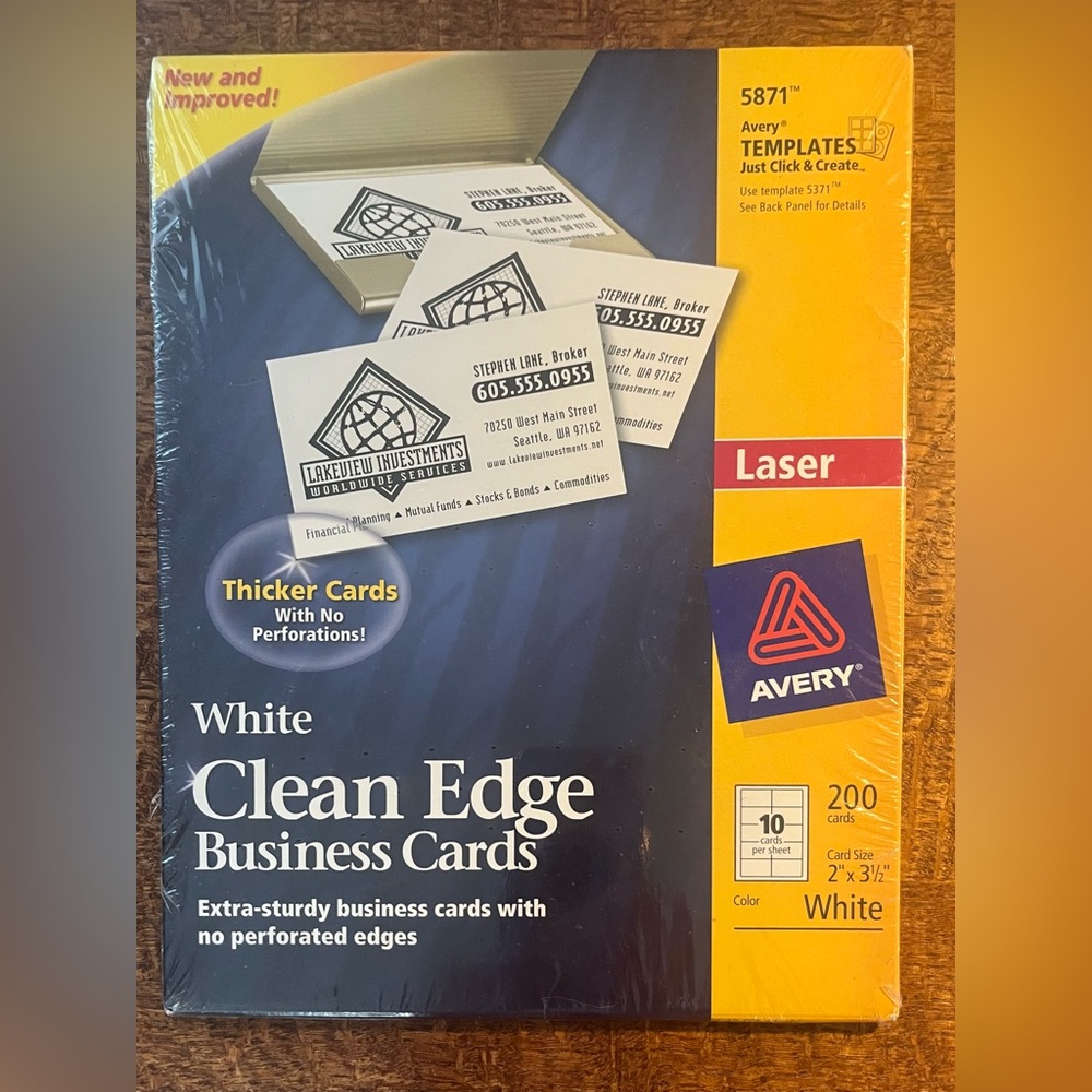 Avery White Clean Edge Business Cards